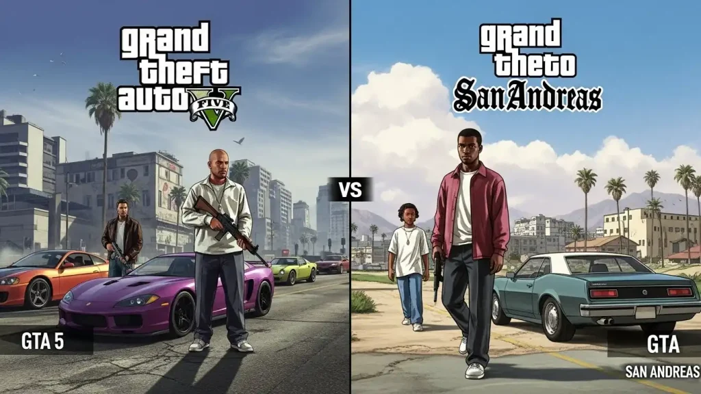 مقارنة GTA 5 و GTA San Andreas للهاتف