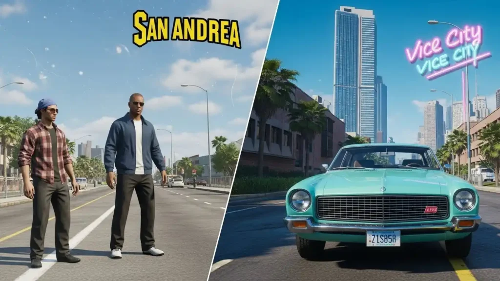 مقارنة الرسومات بين GTA San Andreas و GTA Vice City على الهاتف