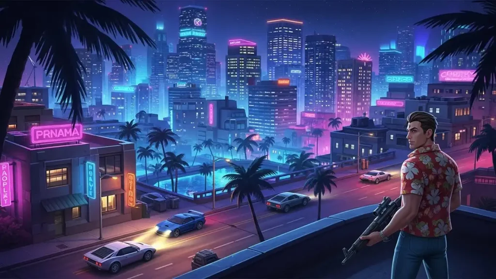 كلمات سر GTA Vice City للجوال مع أجواء مدينة فايس سيتي