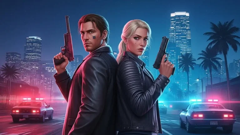 Alt Text: قصة لعبة GTA 6 للأندرويد – شخصيات جيسون ولوسيا