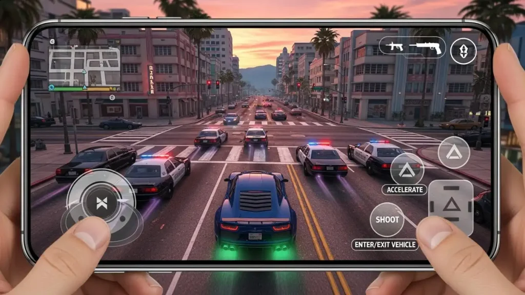  أسلوب اللعب في GTA 6 للأندرويد – عالم مفتوح وتحكم باللمس